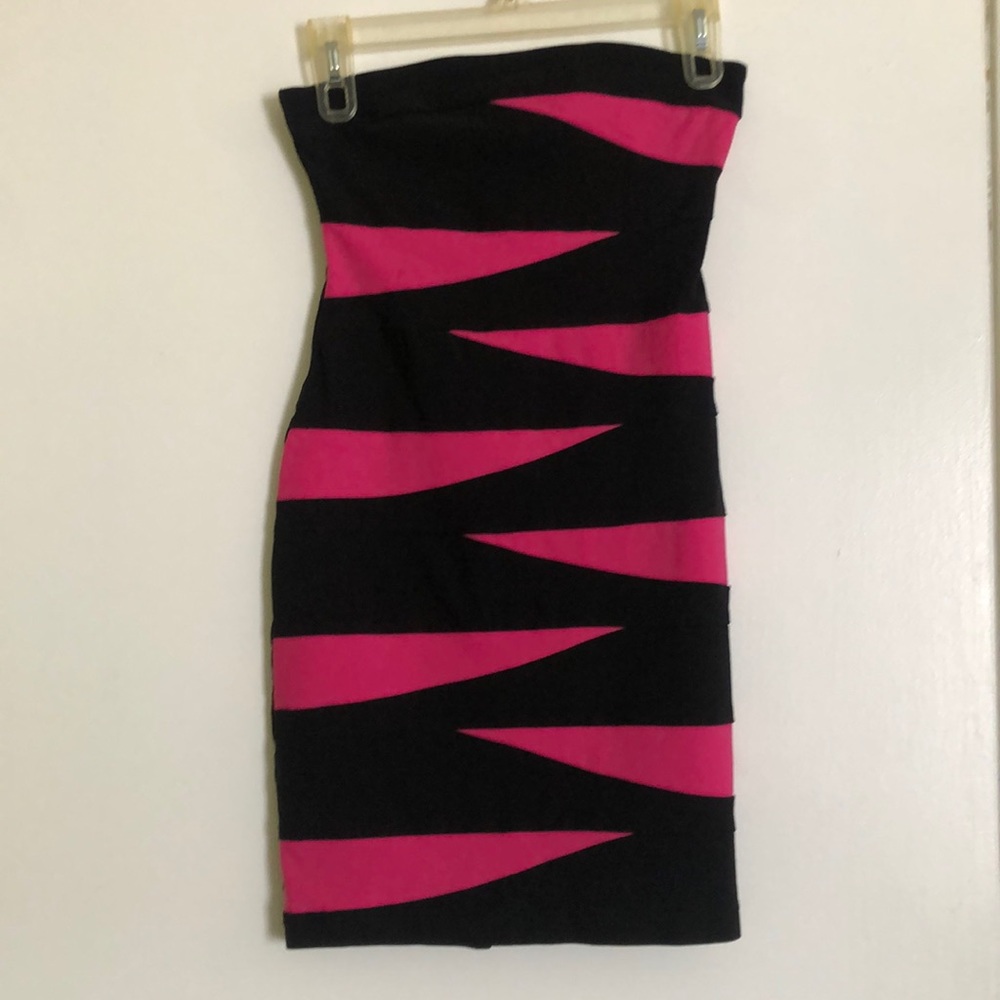Ruby Rox pink & black strapless dress